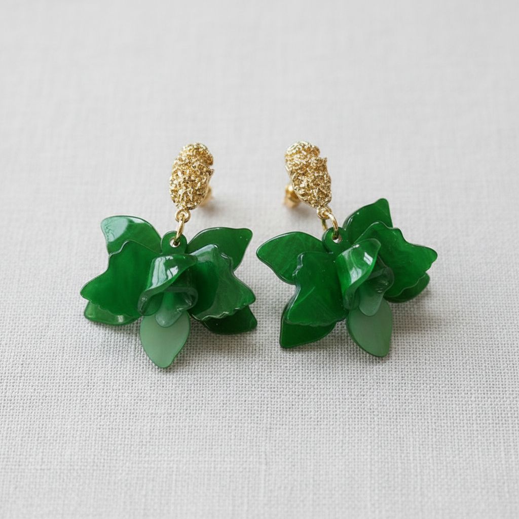 Floral Silver Needle Earrings