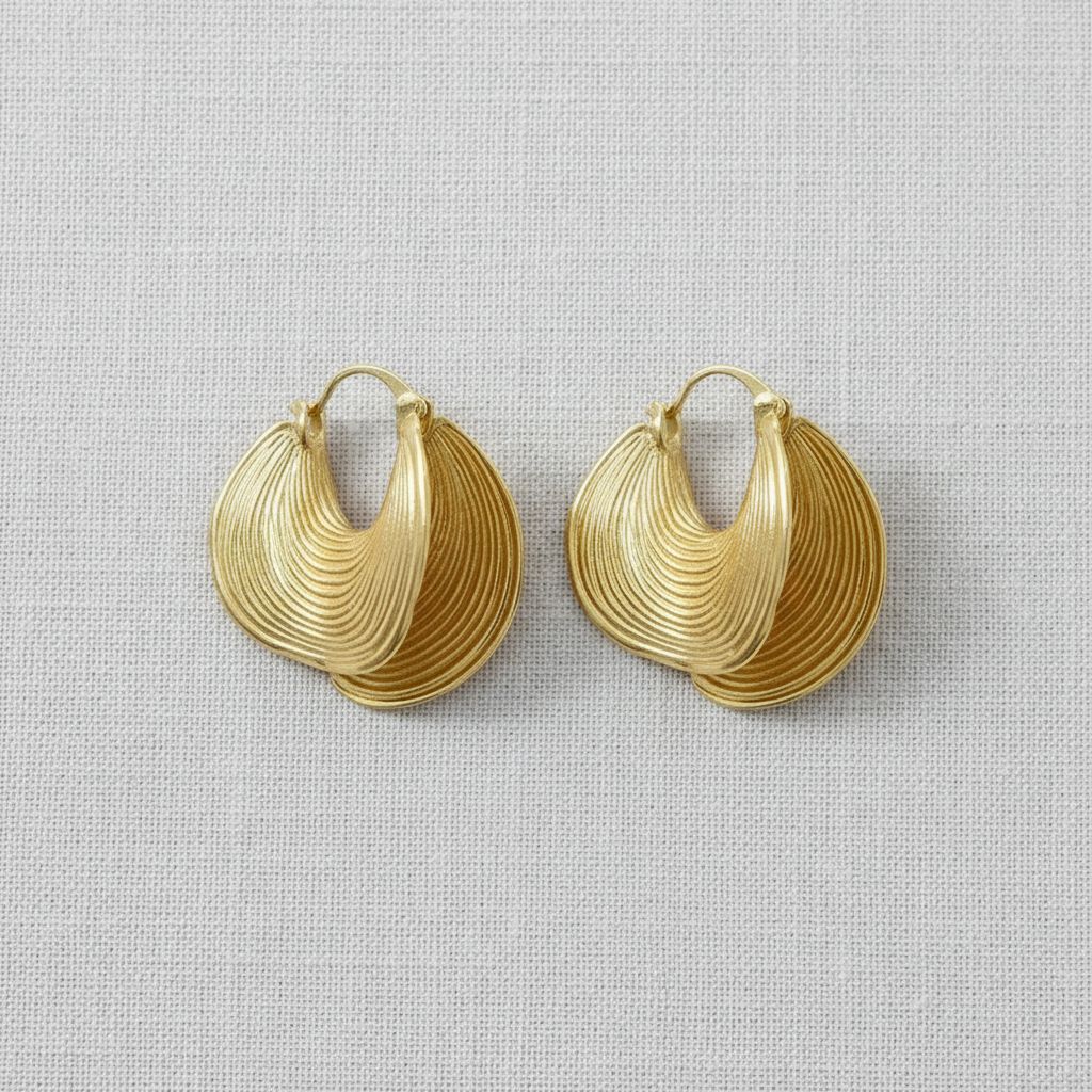 Gold Fan-Shaped Hoop Earrings