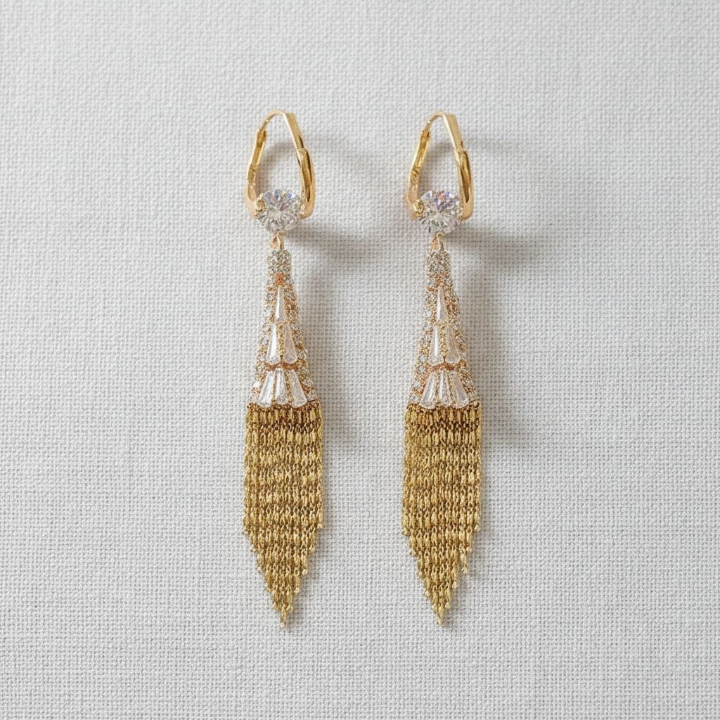 Elegant Tassel Drop Earrings with Crystal Accents