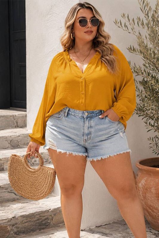 Ruffle Neck Blouse: Pink