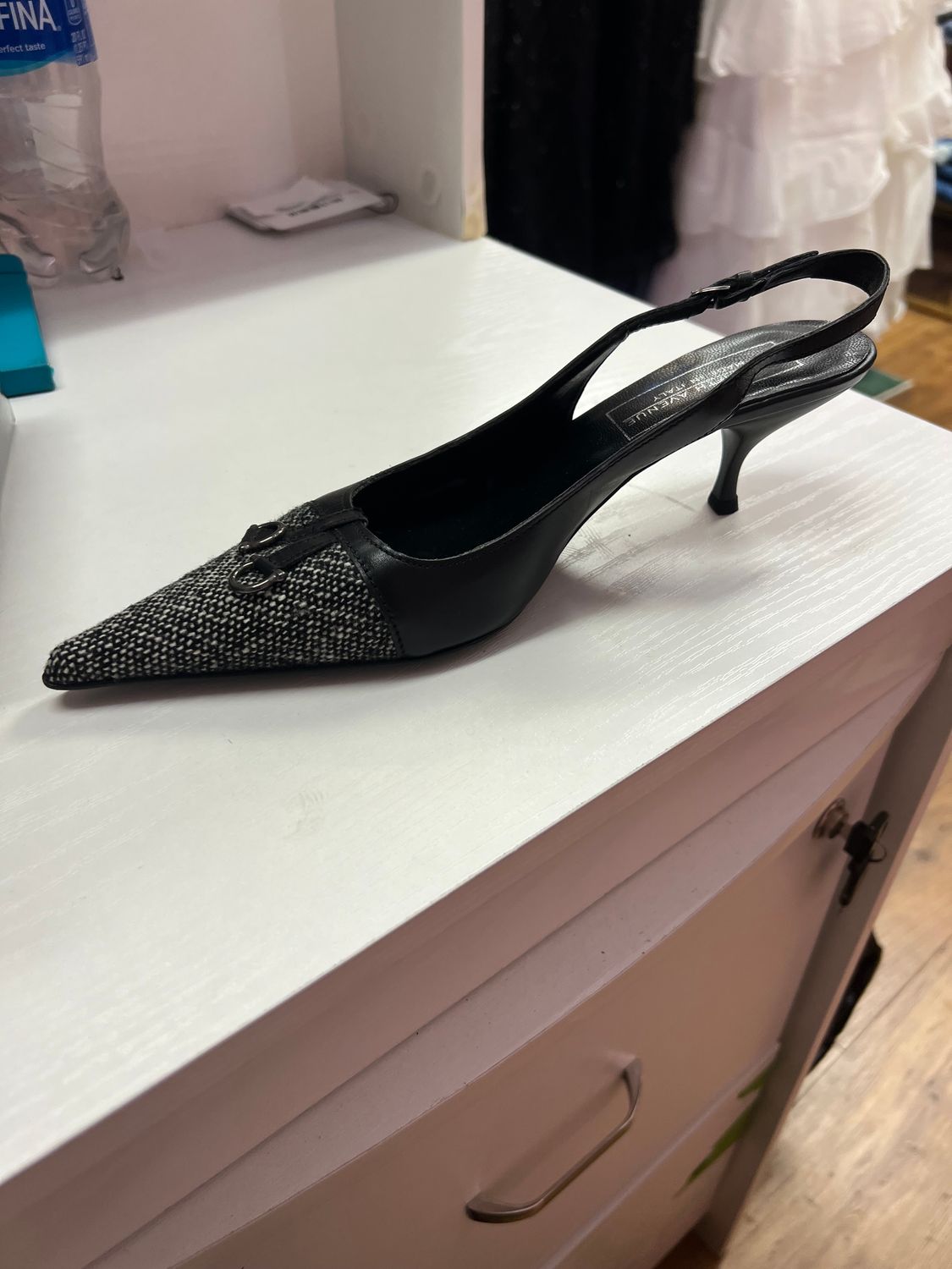 Saks Fifth Ave Sling back Black shoe with Point Toe