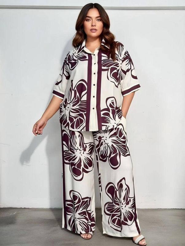 PLUS FLORAL PANTS SET