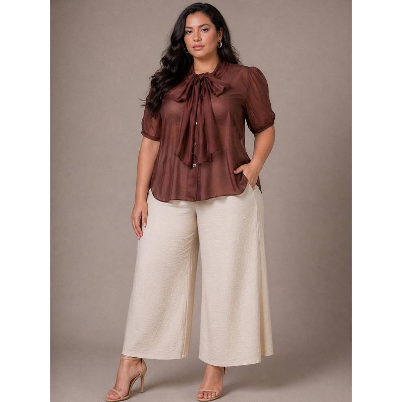 PLUS SHEER GRACE TIE BLOUSE