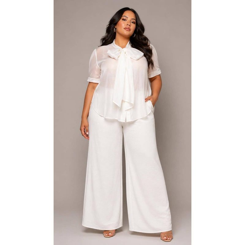 PLUS SHEER GRACE TIE BLOUSE