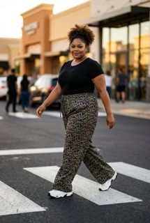 Autumn Wide Leg Leopard Pant