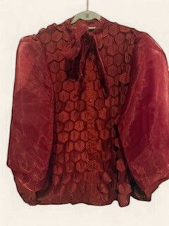 Maroon Button down Blouse with Tie
