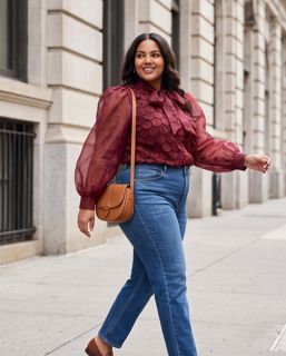 Maroon Button down Blouse with Tie