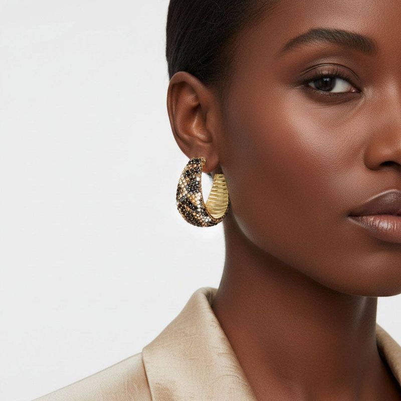 Hoop Dazzling Leopard Ribbed Wide Earrings Women