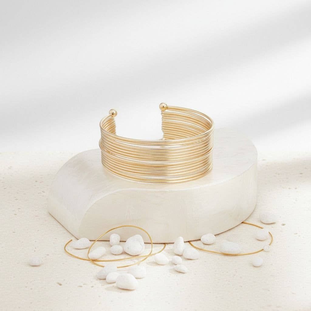 Cuff Gold 19 Row Stacked Bangle Bracelet Women, Color: Color: Gold, Plating: Plating: Gold, Size: Size: Adjustable