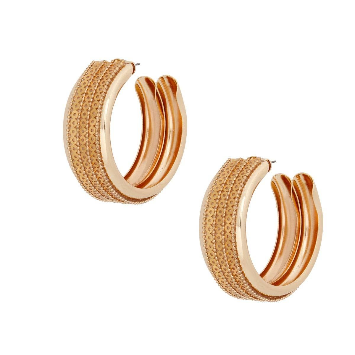 Hoop Bold Polished Gold Wide Sequin Earrings, Color: Color: Gold, Plating: Plating: Gold, Size: Size: 2.25 inches
