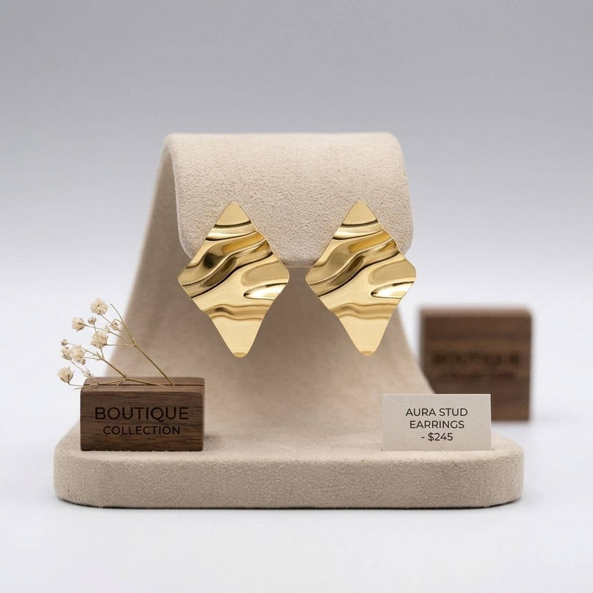 Stud 18K Gold Stainless Wavy Diamond Earrings, Color: Color: Gold, Plating: Plating: Stainless Steel, Size: Size: 2.25 x 1.5 inches