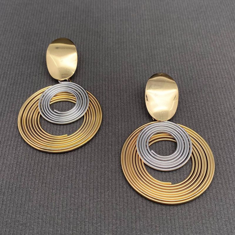 Two Tones Coil 18K Gold Plated S.Steel Earrings - FGS