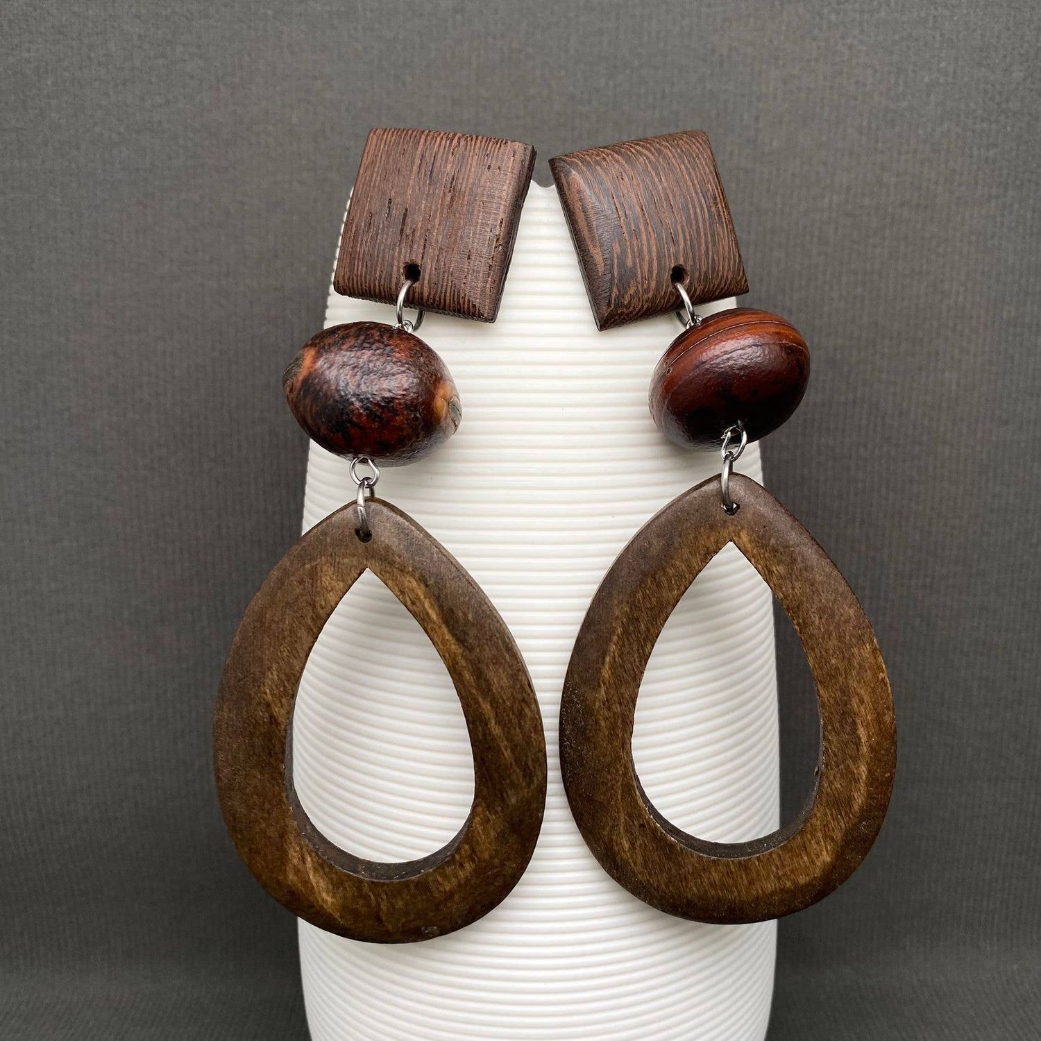 Wooden Geometric Shape Earrings