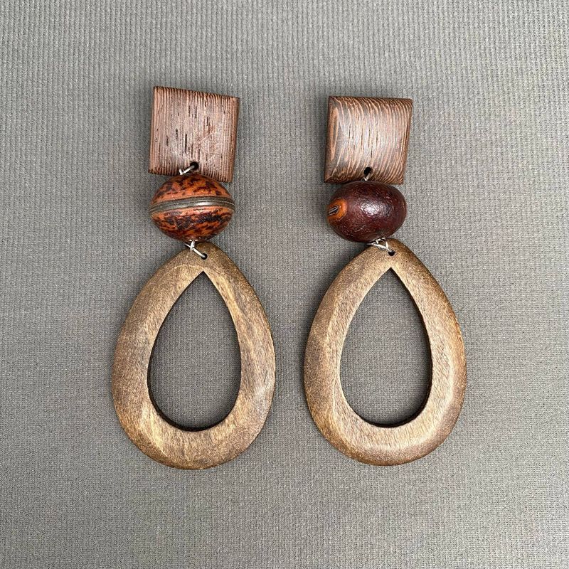 Wooden Geometric Shape Earrings