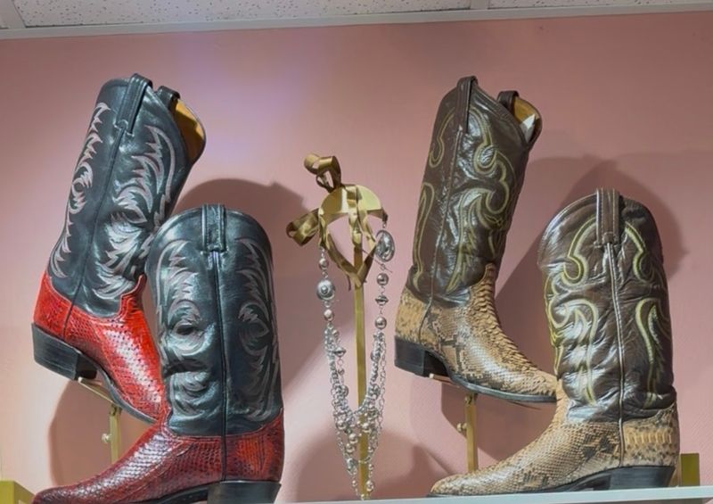 Red black snake skin western cowboy boots