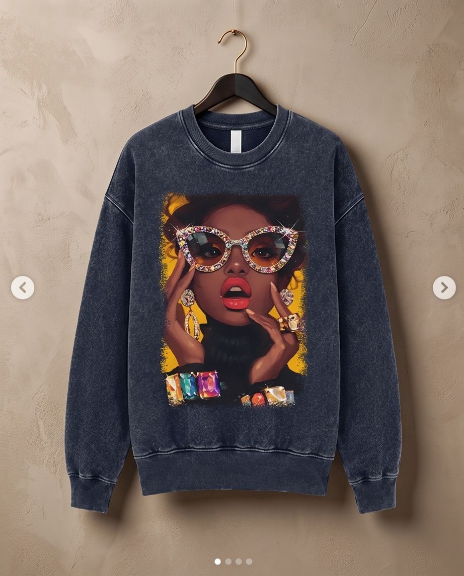 Fancy Lady Graphic Sweatshirt, Color: Blue, Size: M