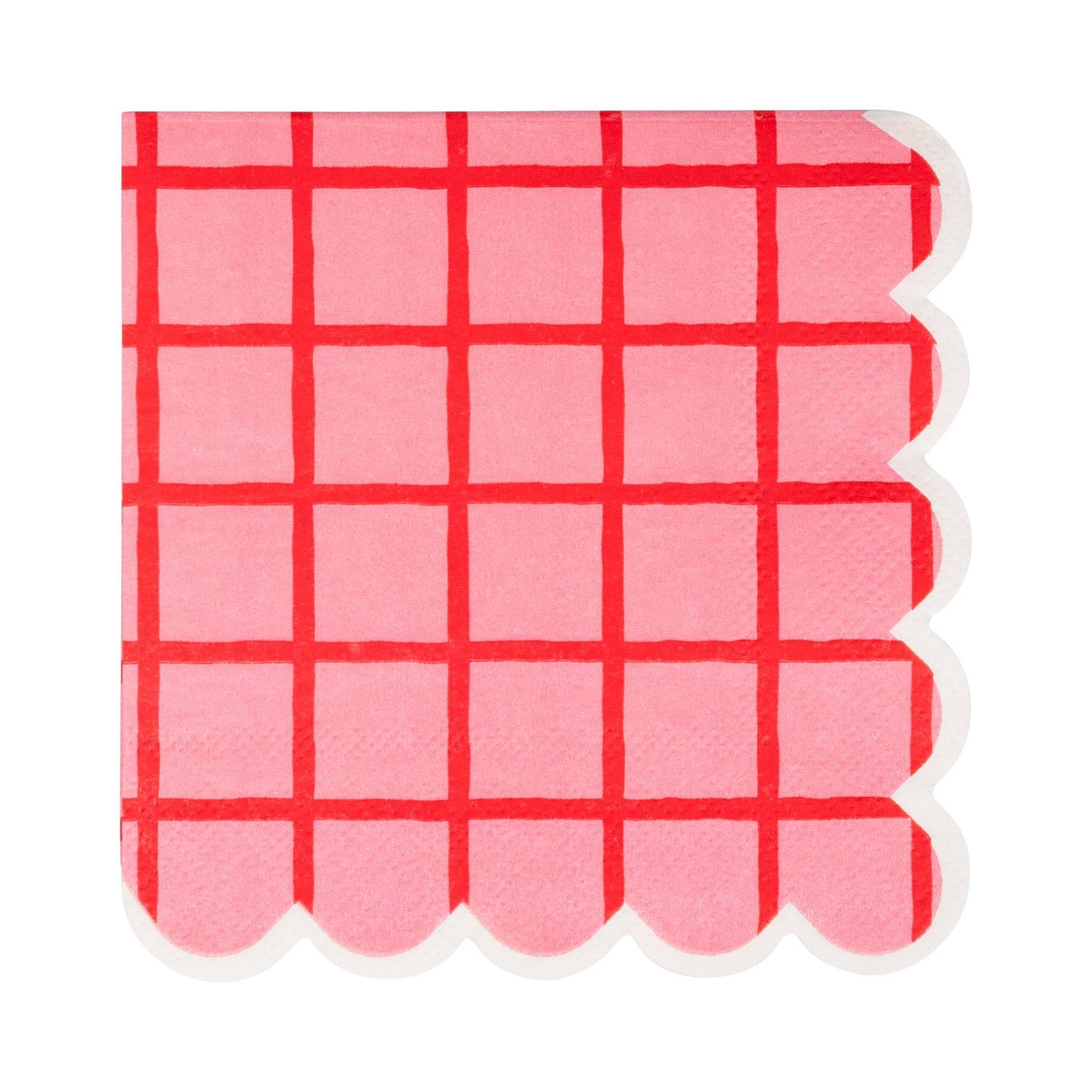 Red and Pink Grid Cocktail Napkin Red and Pink Grid Cocktail Napkin