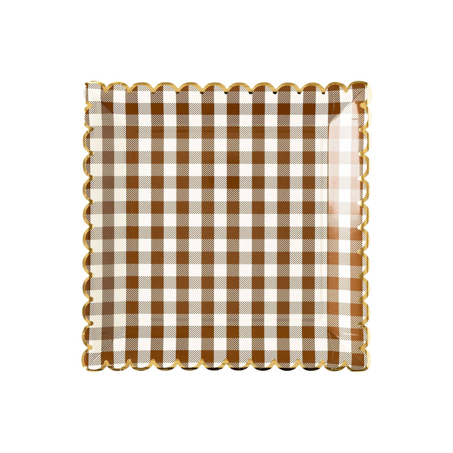 Brown Gingham Scalloped Plate Brown Gingham Scalloped Plate
