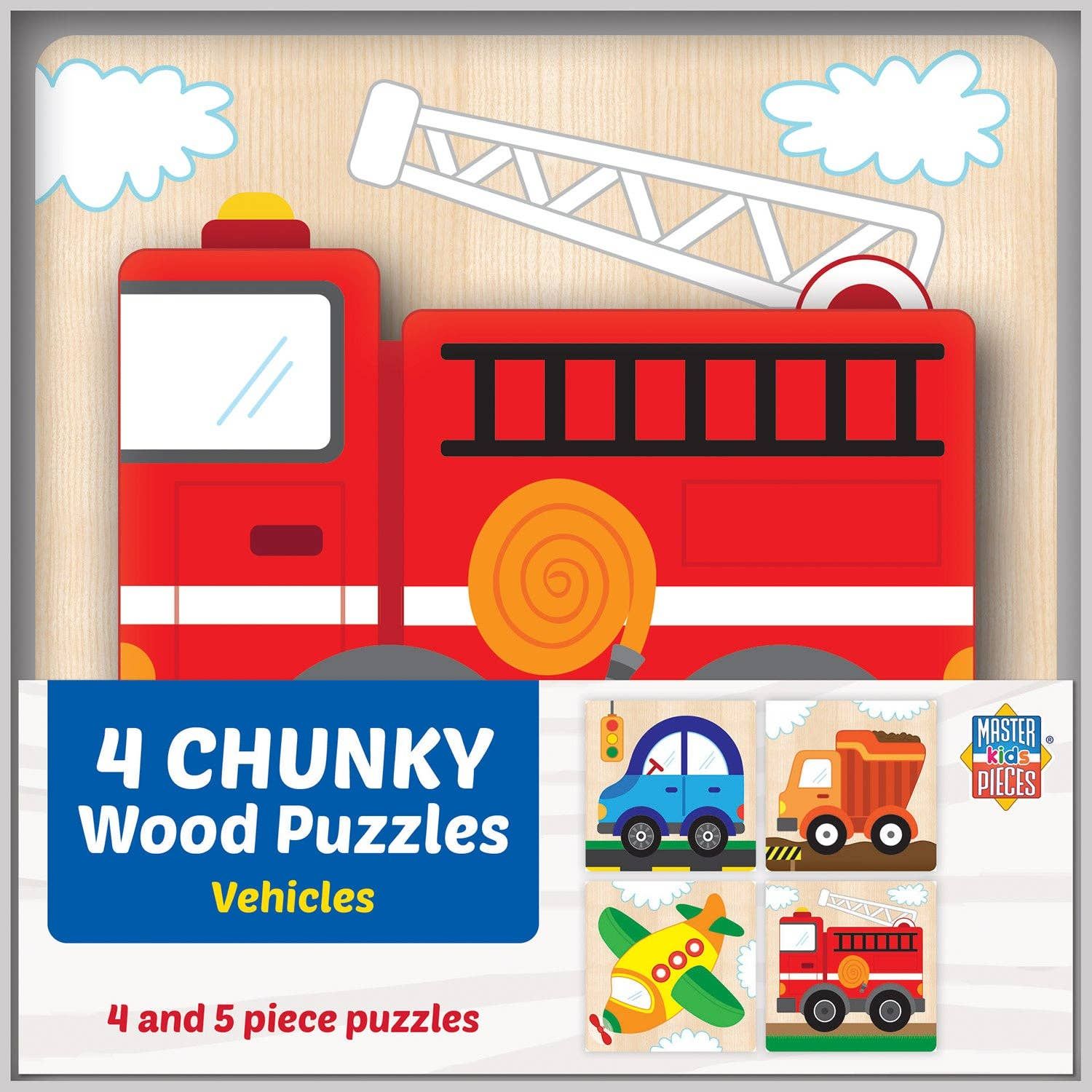 Vehicles Chunky Wood Puzzles - Kids 4 Pack Vehicles Chunky Wood Puzzles - Kids 4 Pack