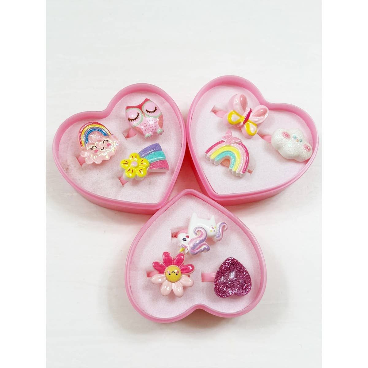 Heart Box Cute Character Kids Ring Set Heart Box Cute Character Kids Ring Set