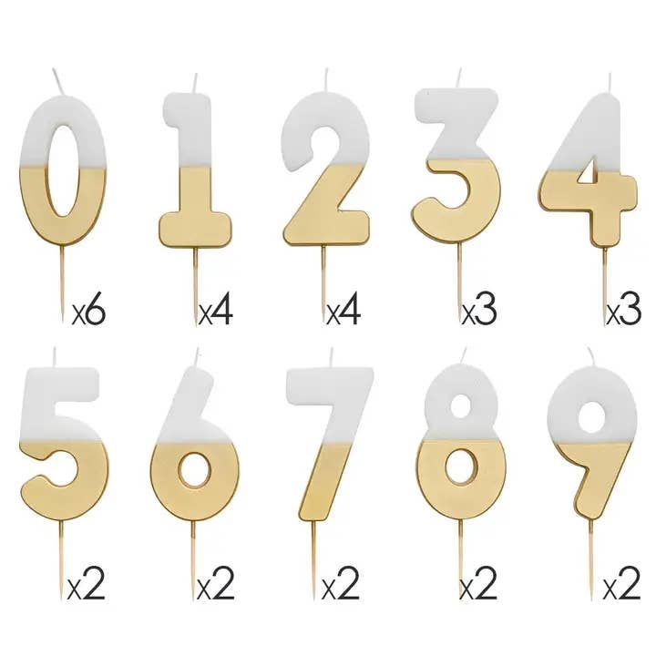 White & Gold Birthday Number Candles Set | 0-9 | 30 Pack | White & Gold Birthday Number Candles Set | 0-9 | 30 Pack |
