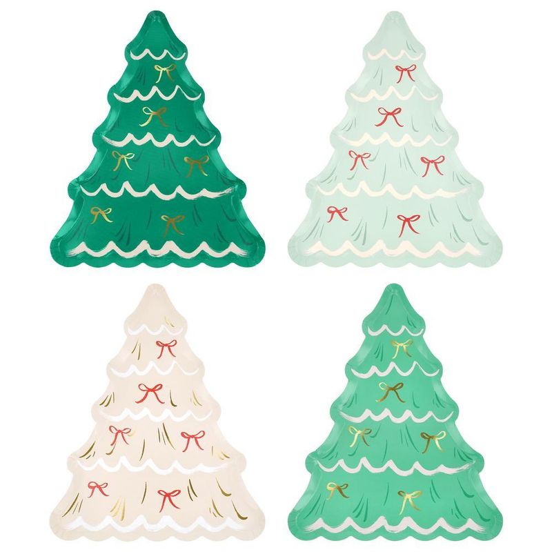 Christmas Tree With Bows Plates