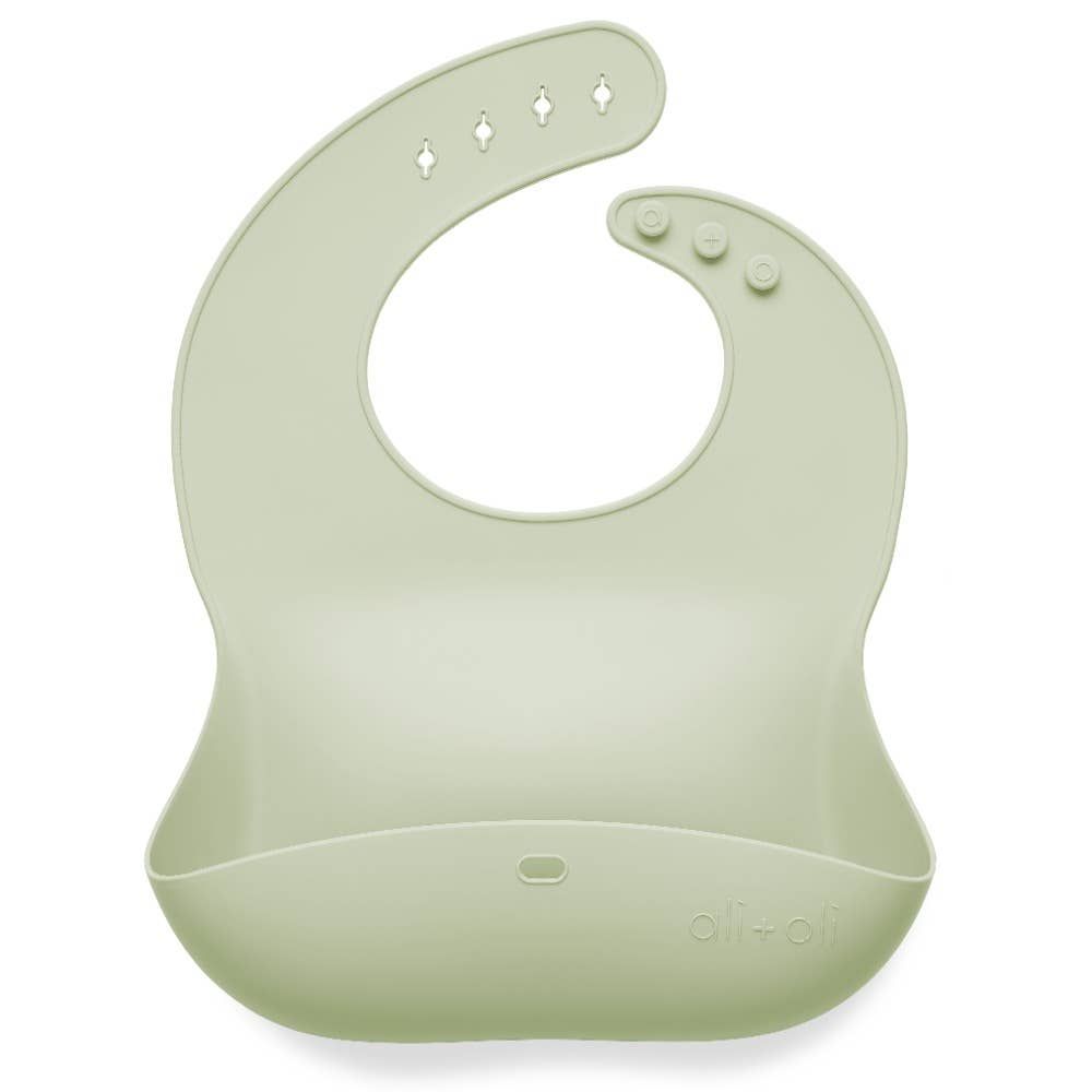 Silicone Baby Bib Roll Up & Stay Closed (Light Sage) Silicone Baby Bib Roll Up & Stay Closed (Light Sage)
