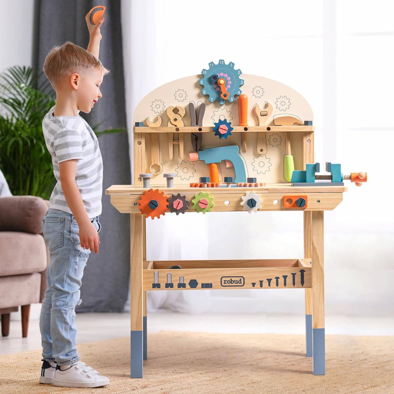 Wooden Toy Workbench for Kids with 41 Pcs Tool Set Wooden Toy Workbench for Kids with 41 Pcs Tool Set