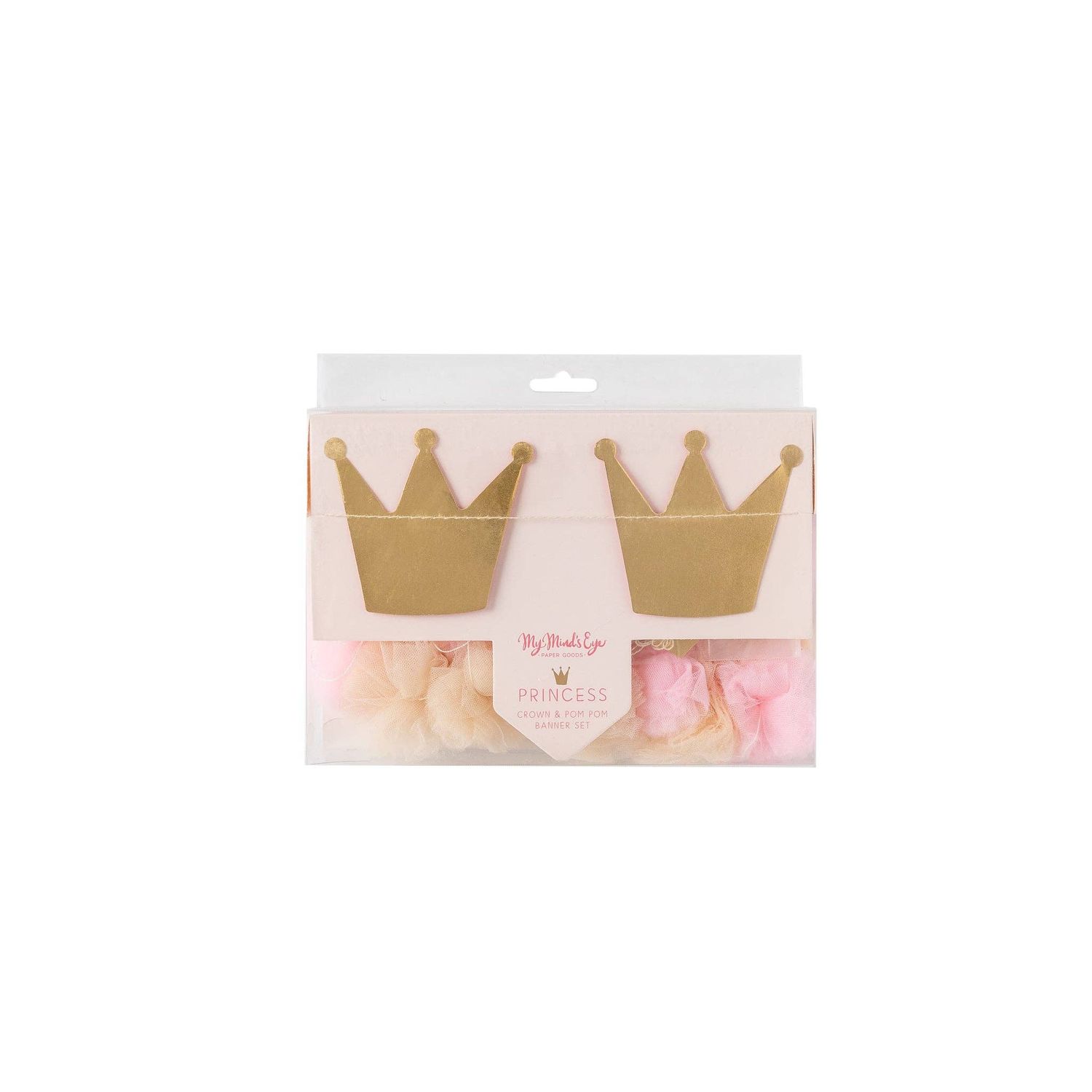 Princess Crowns and Pom Pom Tulle Banner Set Princess Crowns and Pom Pom Tulle Banner Set