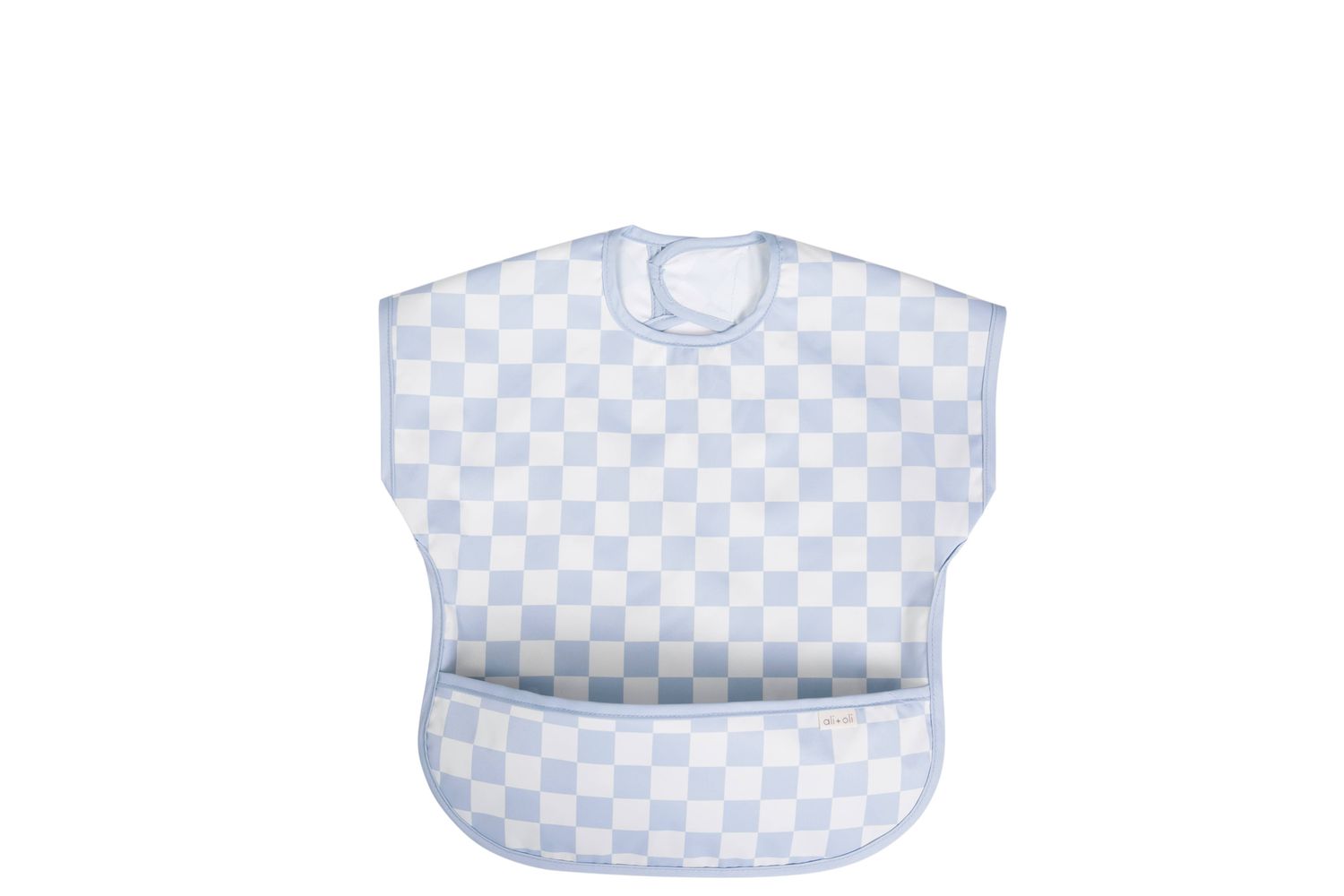 Smock Bib for Baby & Toddler Short Sleeve (Blue Checkers) Smock Bib for Baby & Toddler Short Sleeve (Blue Checkers)