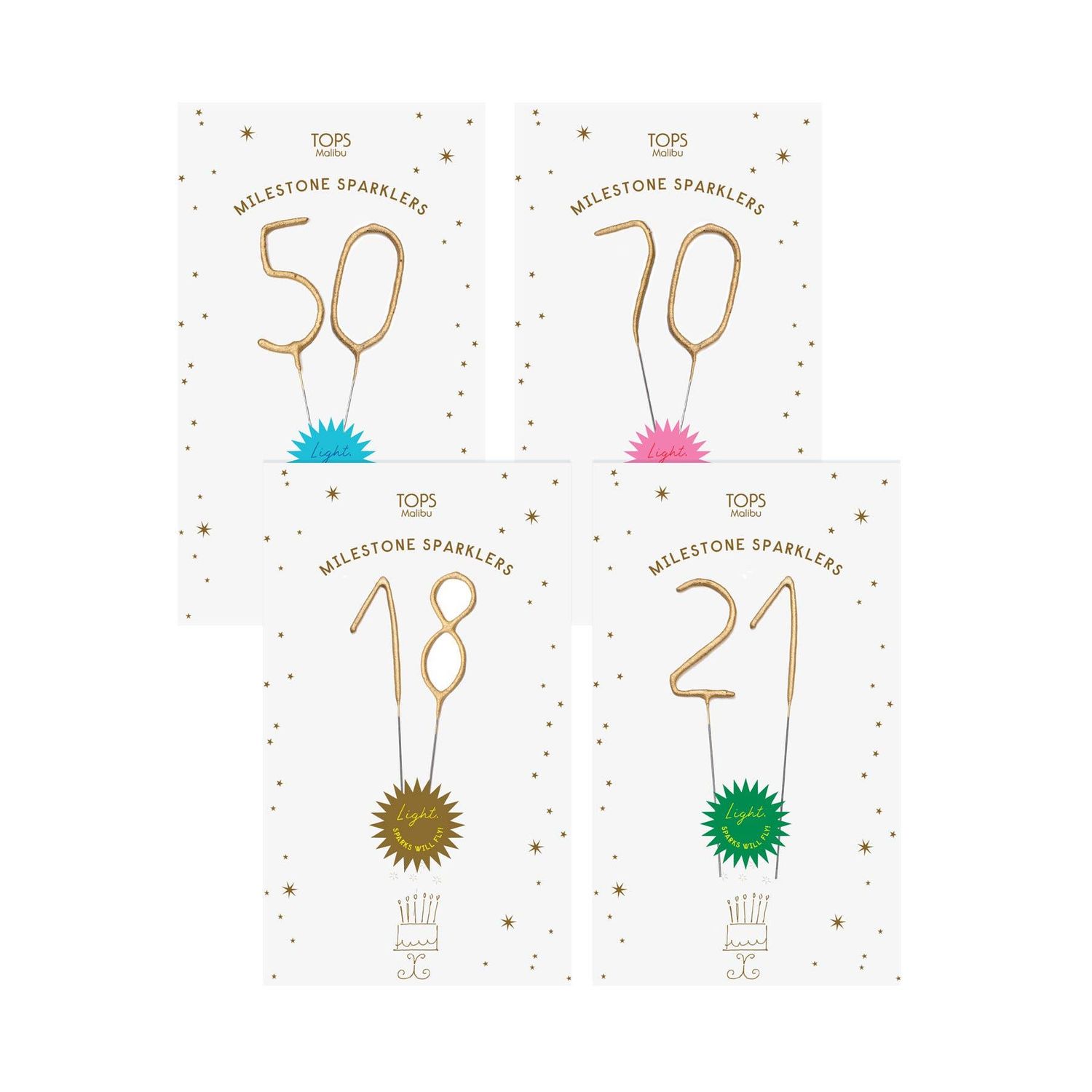 Mini 4 Mini 4" Gold Milestone Number Sparkler Wands - Custom Option
