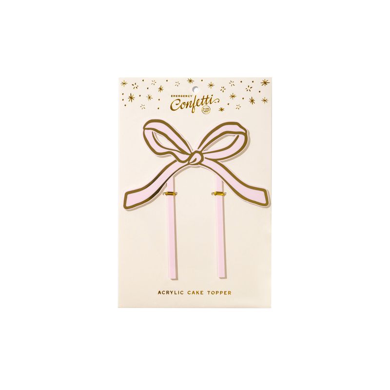 Pink Bow Acrylic Cake Topper