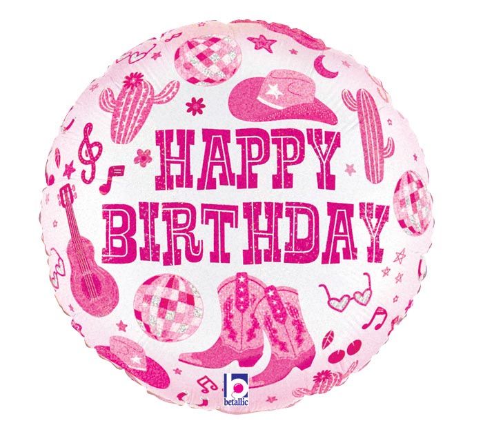 18"  DISCO COWGIRL BIRTHDAY GLITTER