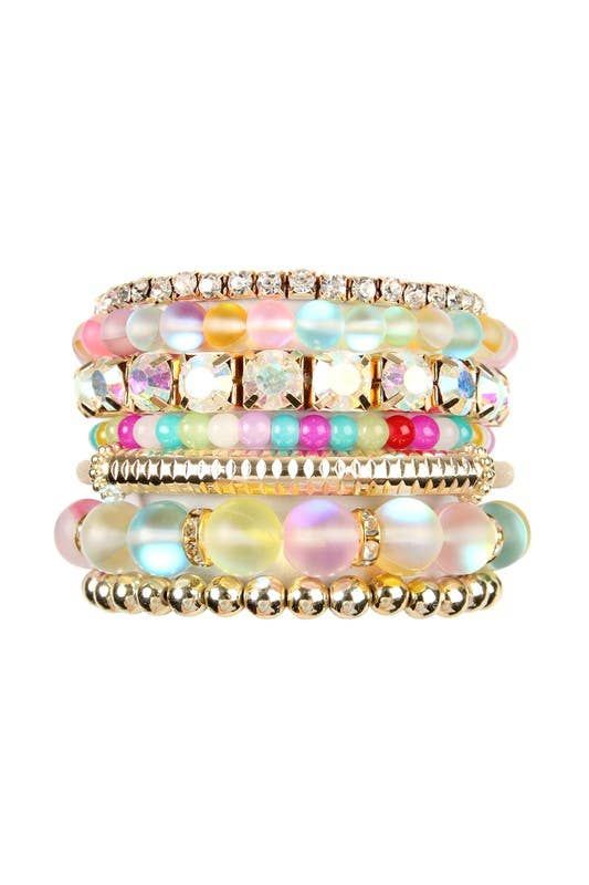 DRUZY CHARM MIXED BRACELET SET DRUZY CHARM MIXED BRACELET SET, Color: MULTI, Size: ONE SIZE