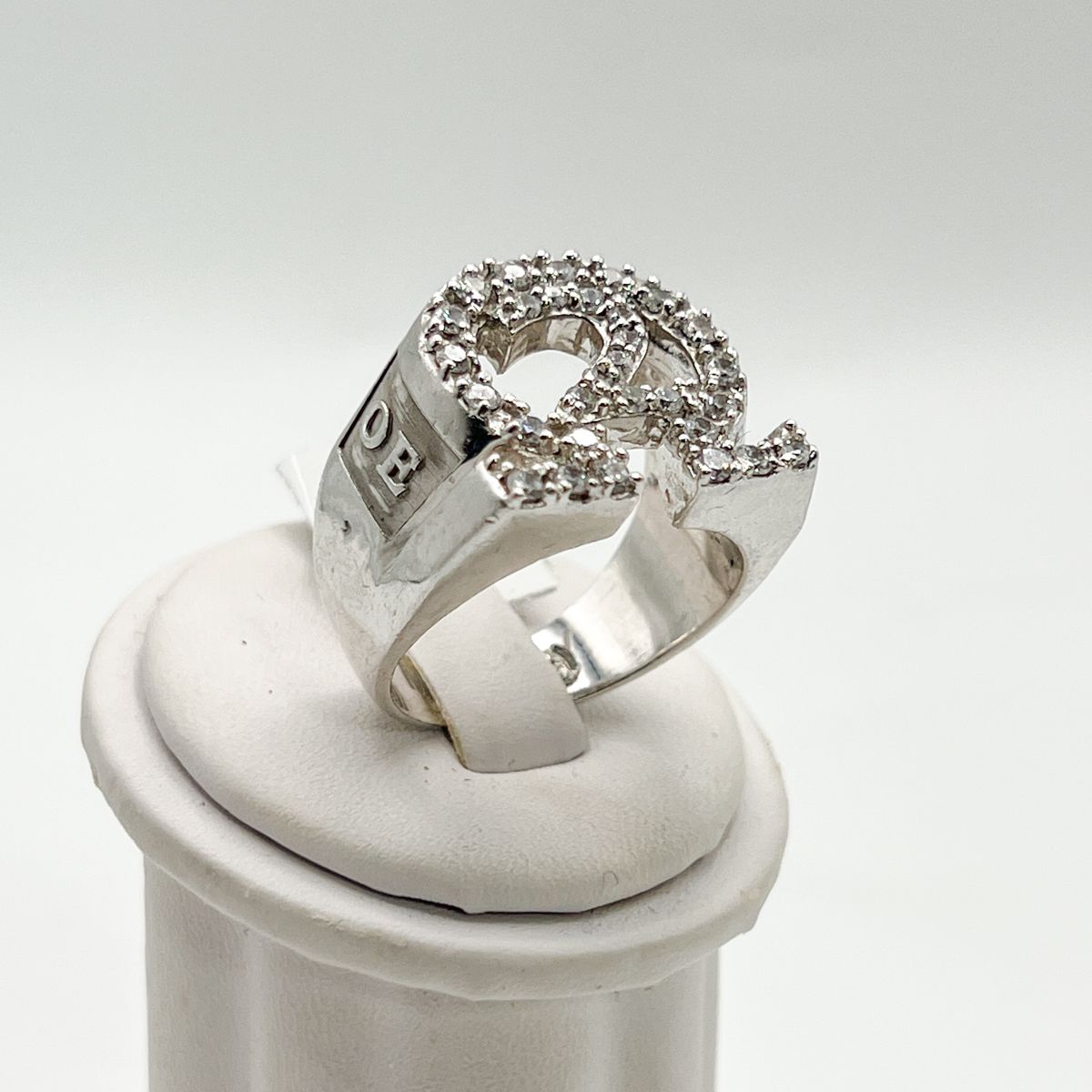 Ω Symbol Large Ring w/ Number & Stones