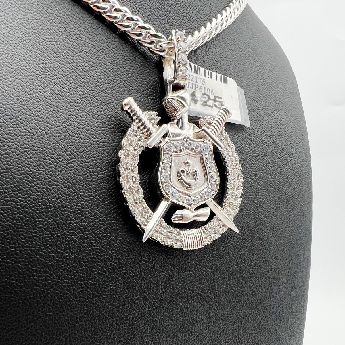 Omega Shield in Wreath Pendant - Medium