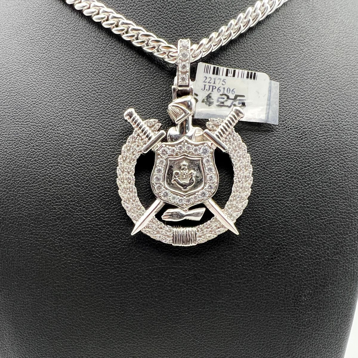 Omega Shield in Wreath Pendant - Medium