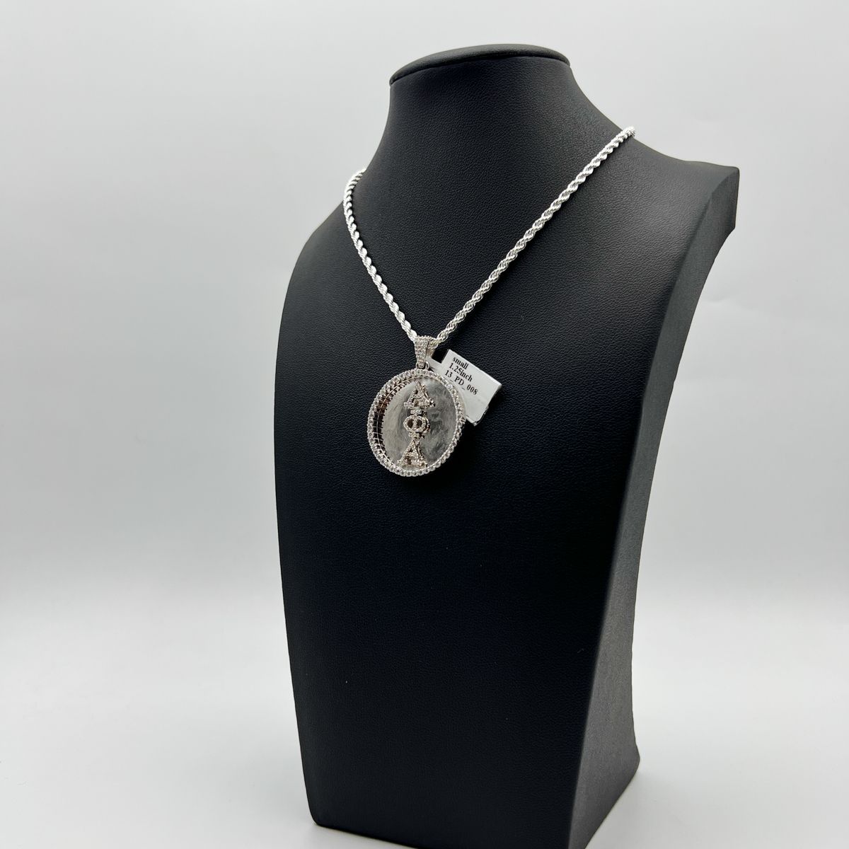 Alpha Round Cartouche Pendant
