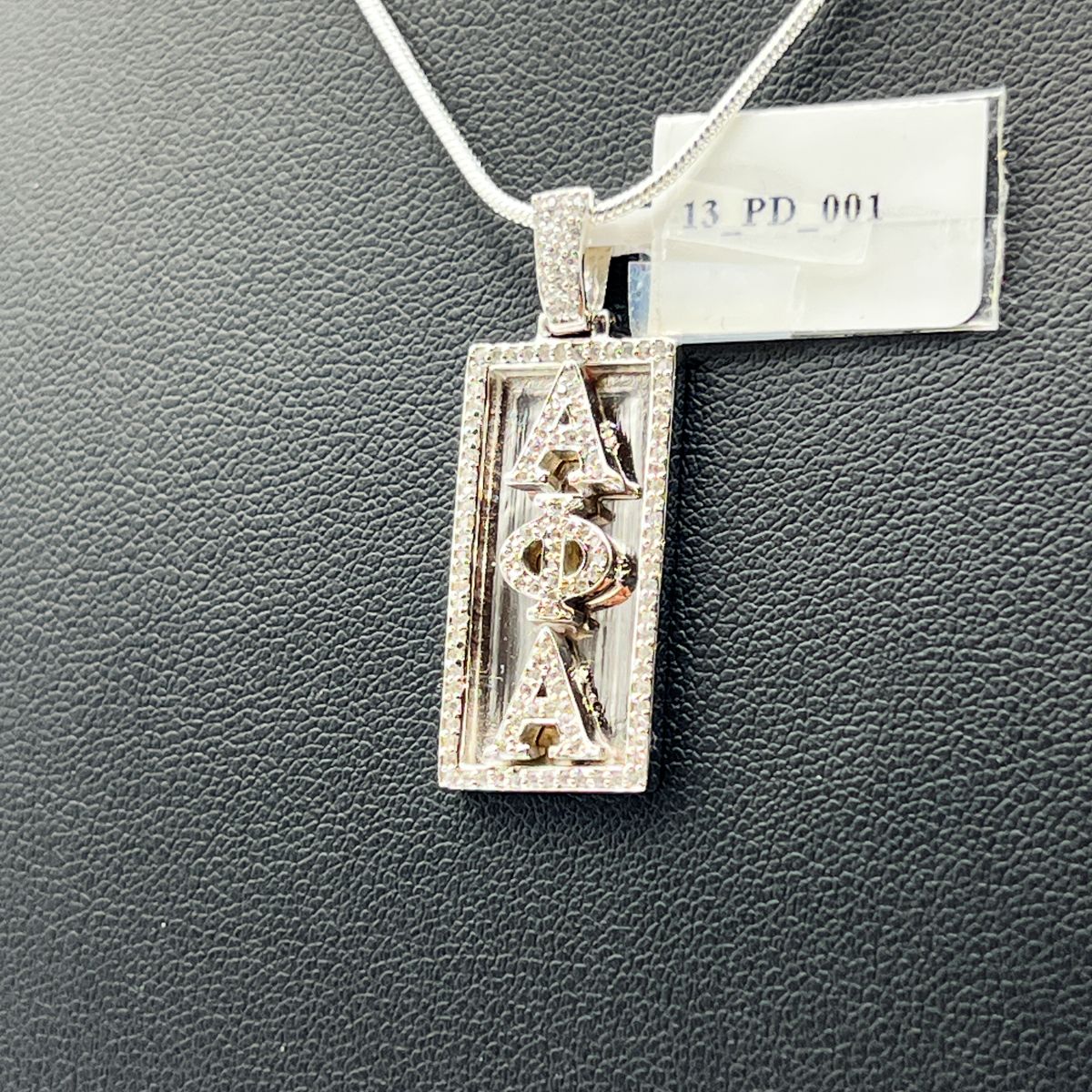Alpha Vertical Cartouche Pendant