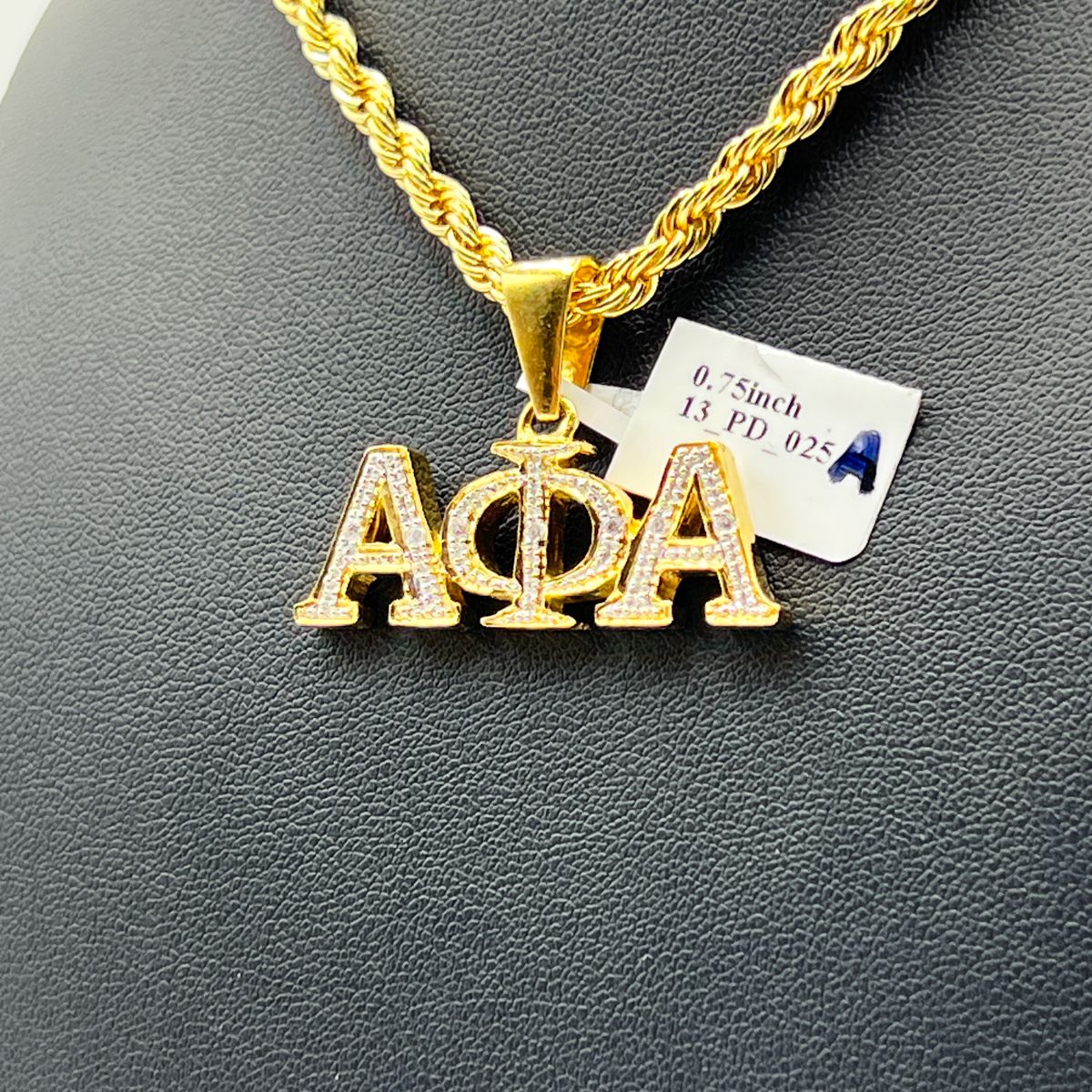 Alpha AΦA Open Pendant w/ Stones