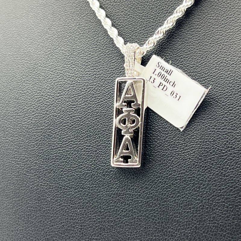 Alpha Open Vertical Cartouche Pendant