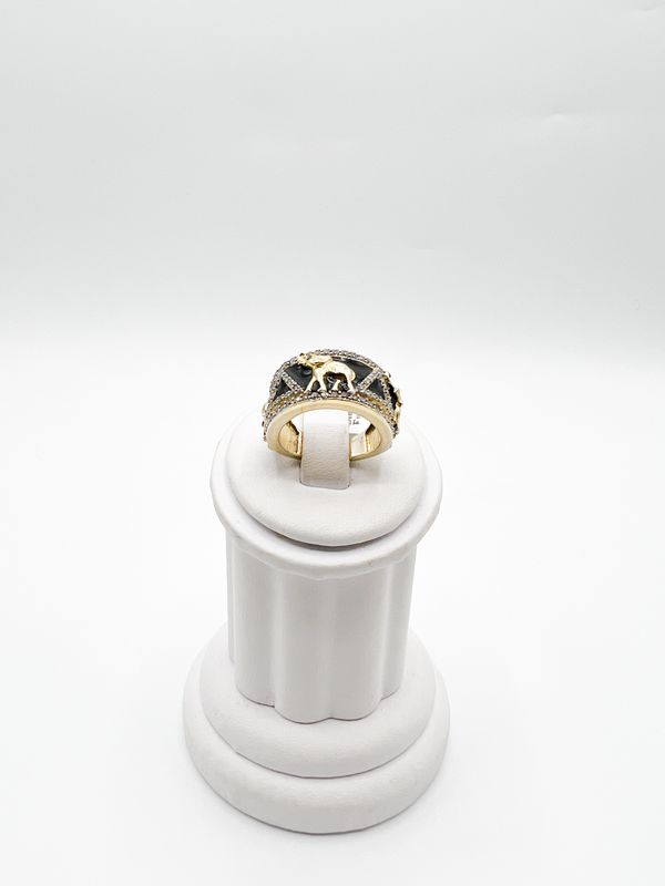The Black Enamel Pyramid Elephant Delta Sigma Theta Ring