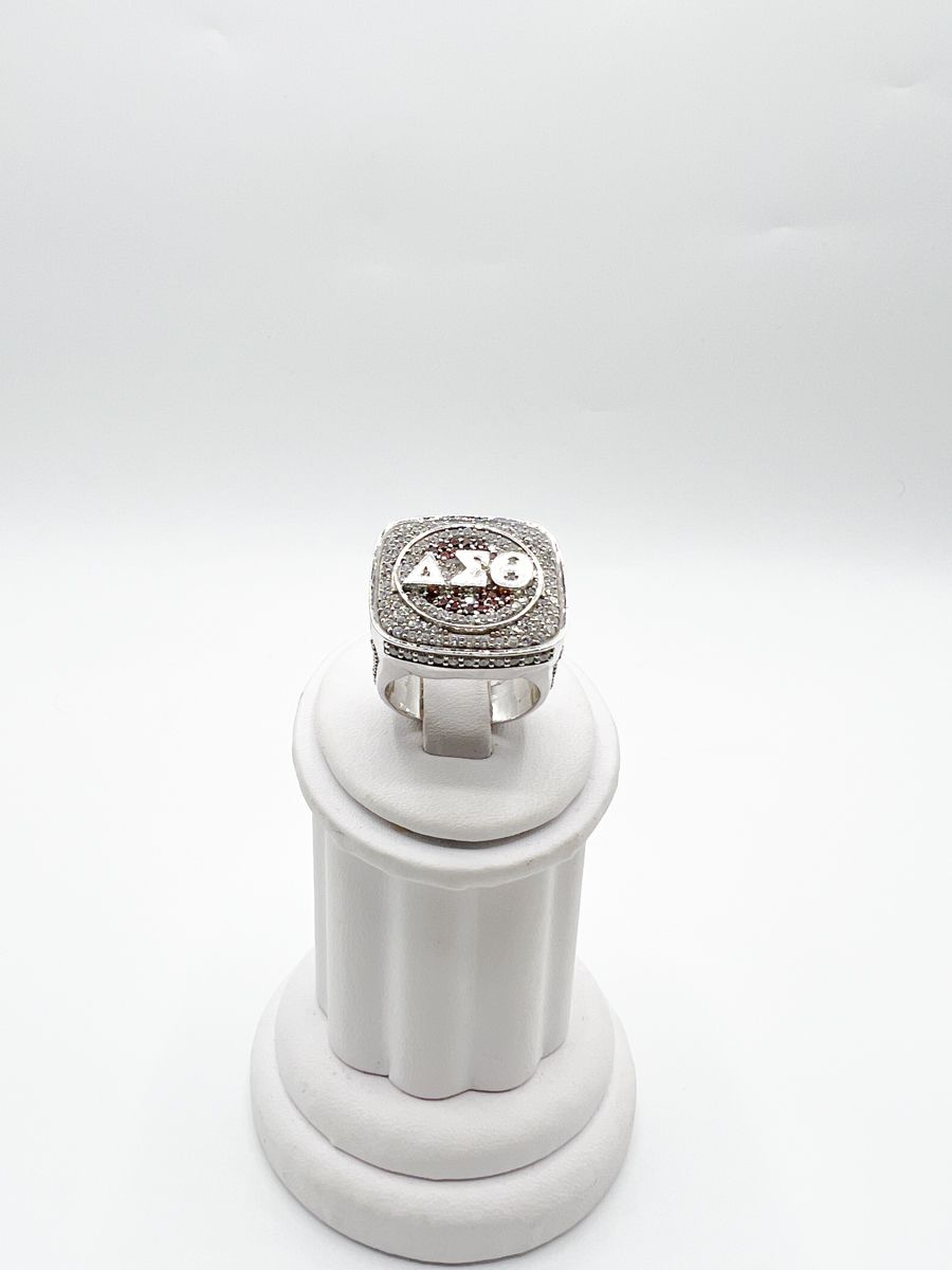 The Large Square White Stone Delta Sigma Theta Ring