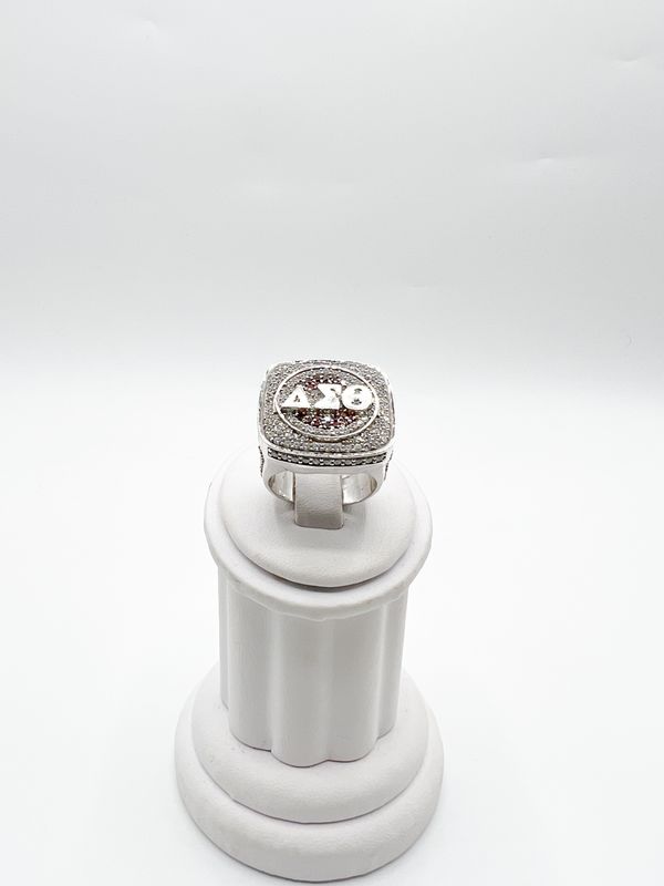 The Large Square White Stone Delta Sigma Theta Ring