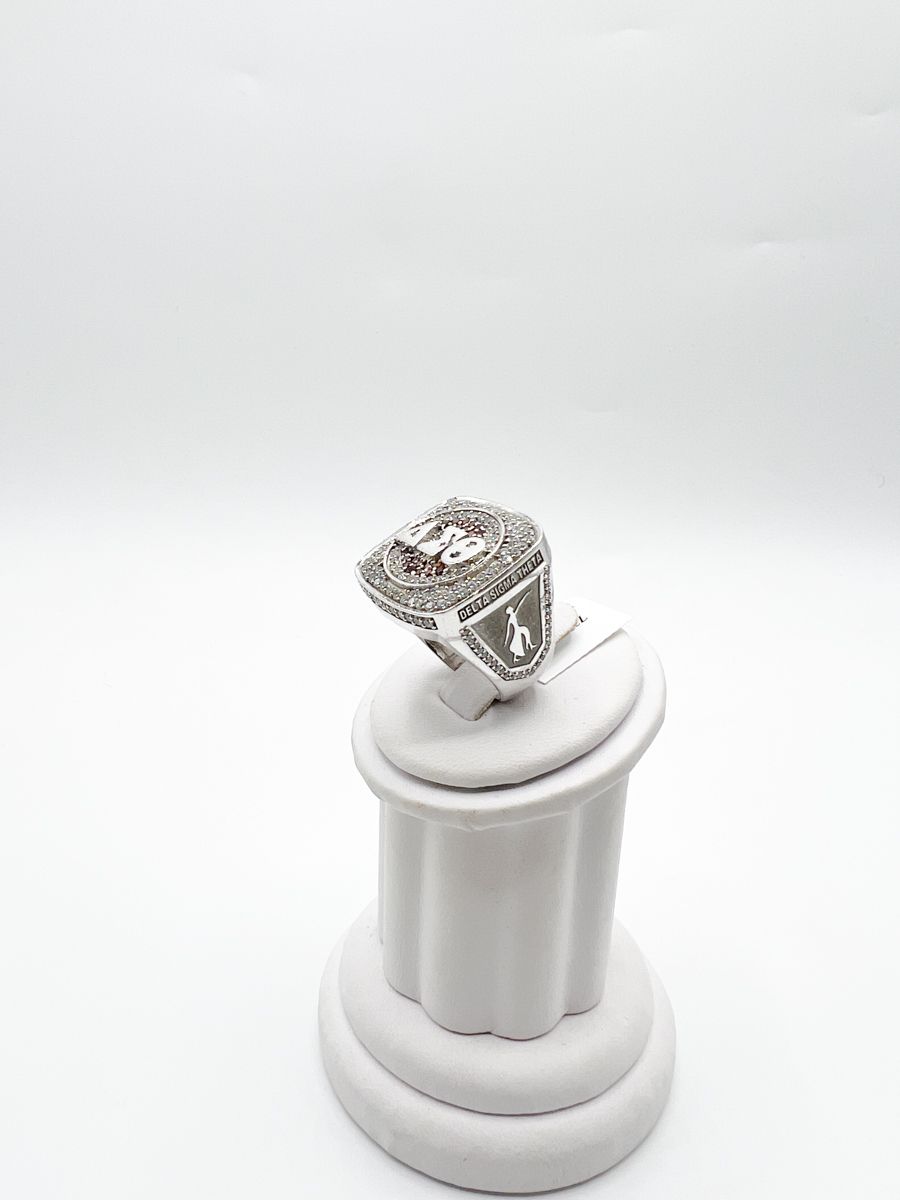 The Large Square White Stone Delta Sigma Theta Ring