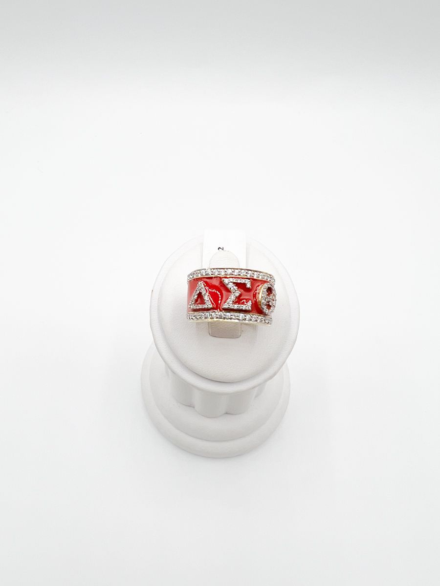 The Red Enamel Horizontal Delta Sigma Theta Stone Ring