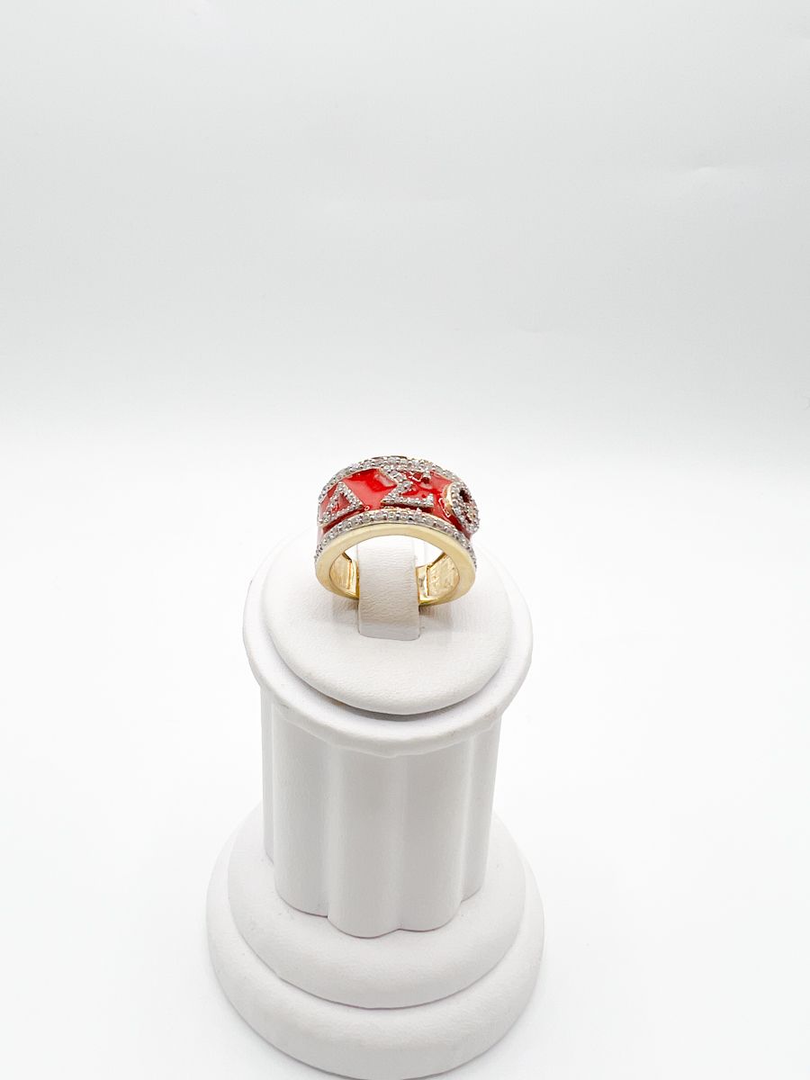 The Red Enamel Horizontal Delta Sigma Theta Stone Ring