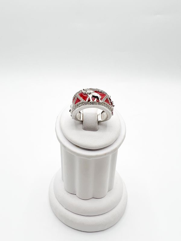 The Red Enamel Pyramid Elephant Delta Sigma Theta Ring