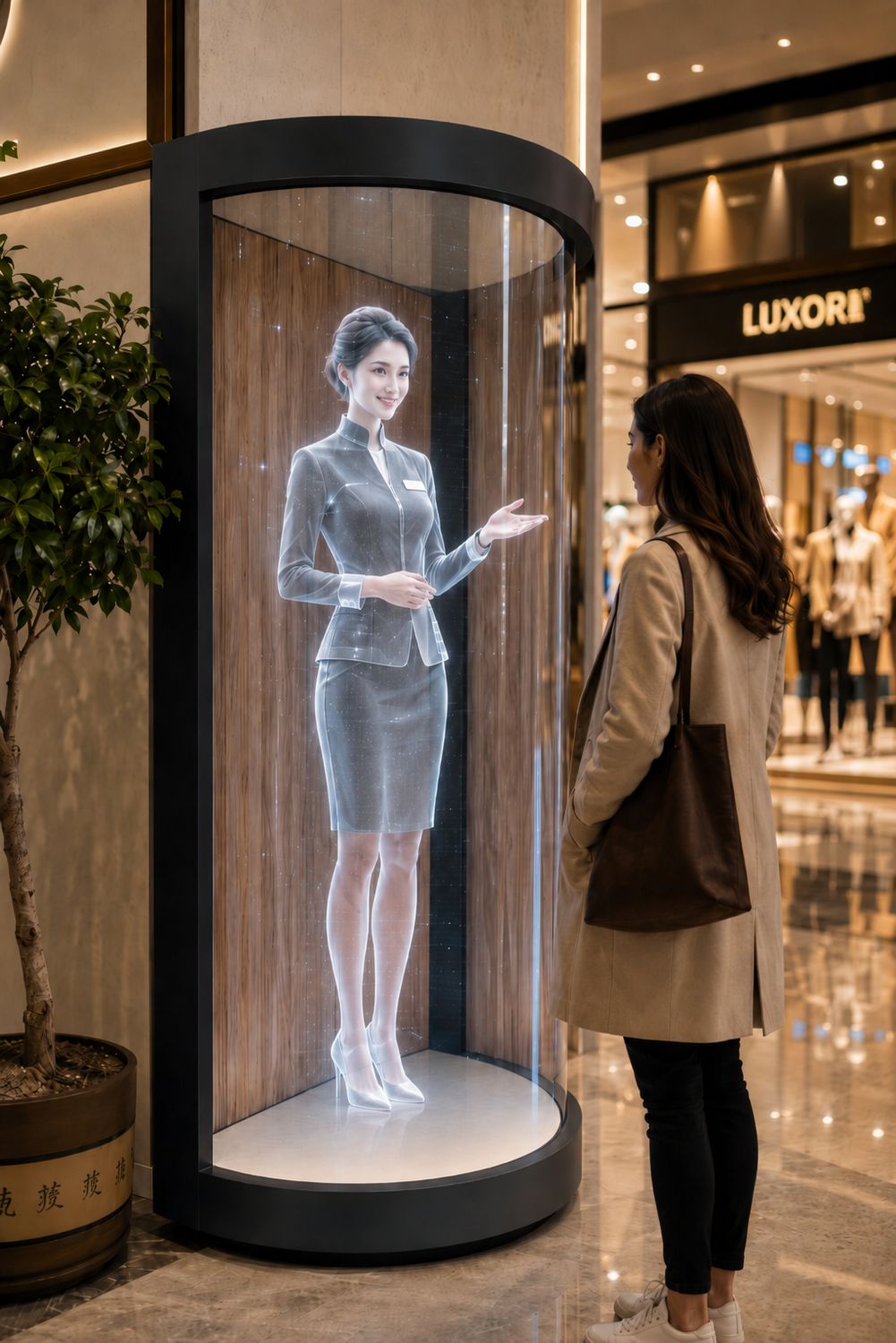 Caisson-vitrine semi-cylindrique