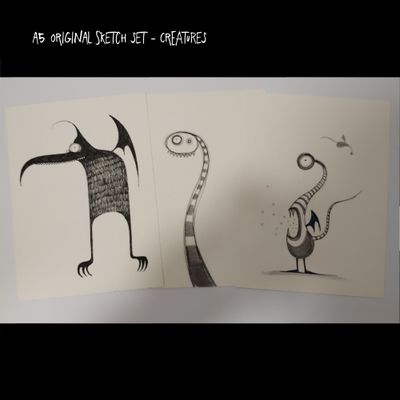 A5 Original Sketches Set of 3 - Creatures